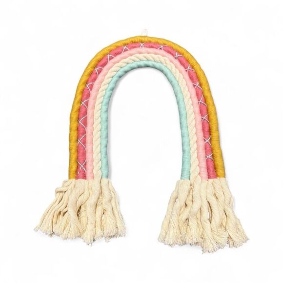 RAINBOW MACRAME WALL HANGING – MULTICOLOR BOHO DECOR, HANDMADE STYLE - Picture 1 of 17